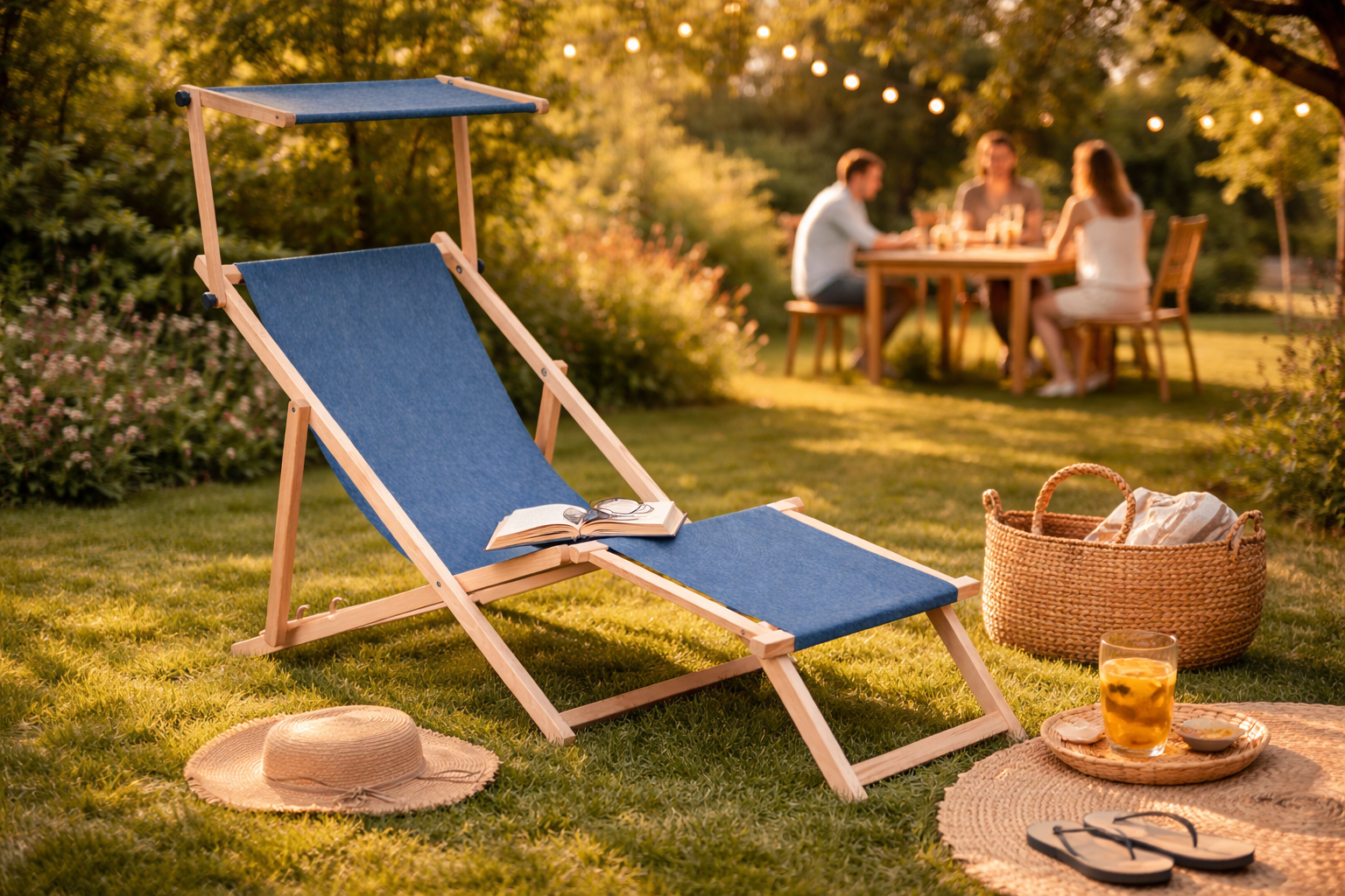 Leżaki z daszkiem i podnóżkiem