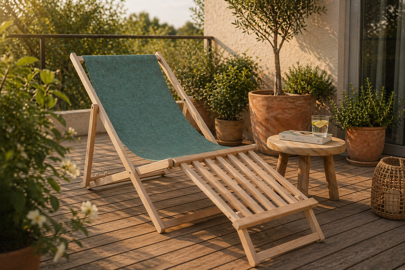 Leżaki z podnóżkiem drewnianym