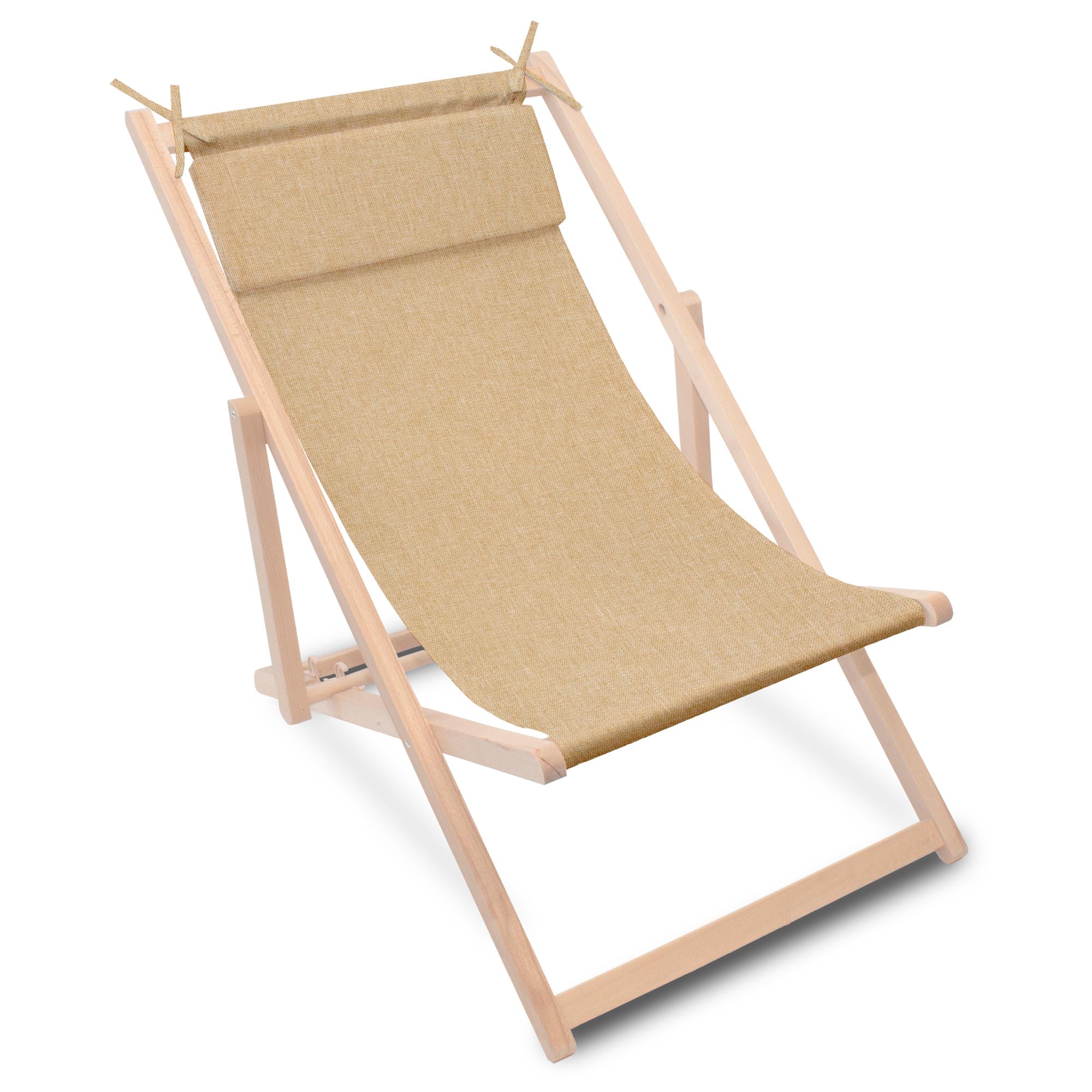 Leżak drewniany z poduszką Imitacja lnu Desert Sand-S