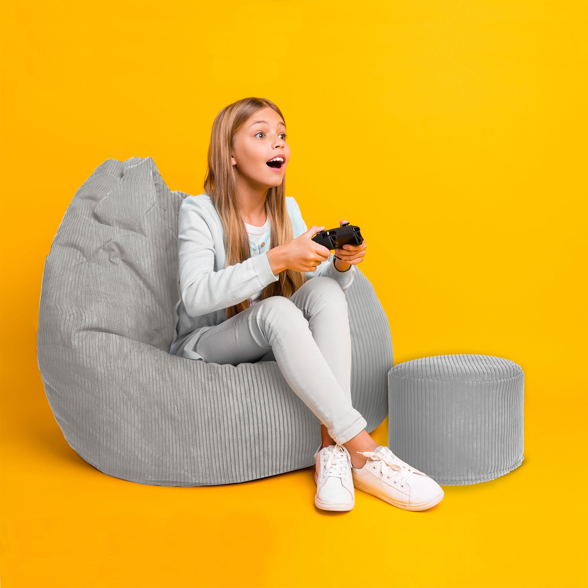 Round pouf footstool Lincoln Cool Gray