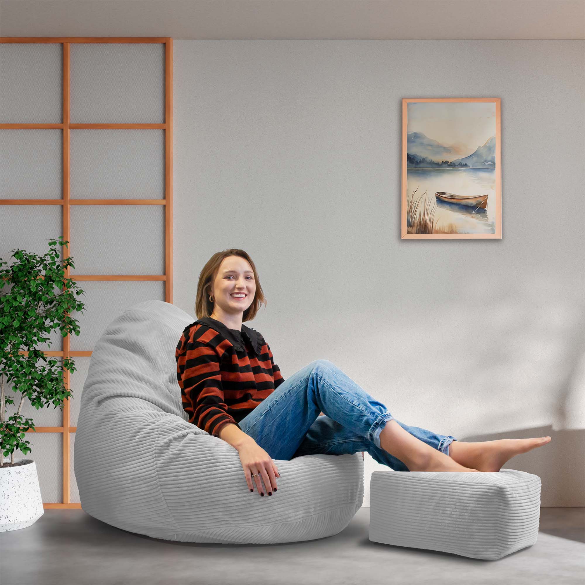 Puf Paradise mit Fußstütze Cool Gray-M