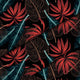 Exotische Blätter auf Dunkel
