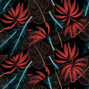 Exotic Leaves on Dark-Tablecloth Fabric
