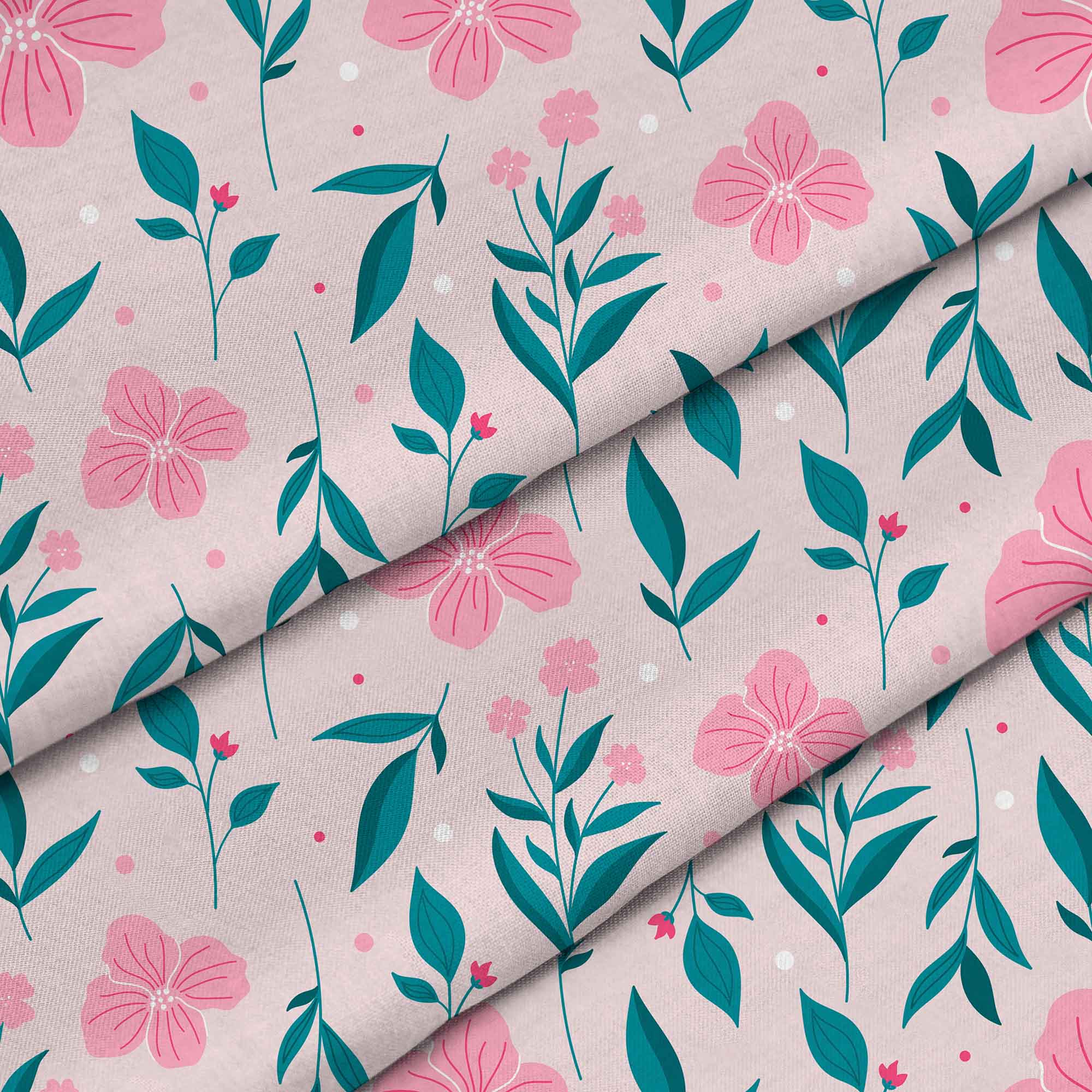 Delicate Pink Flowers-Tkanina Obrusowa