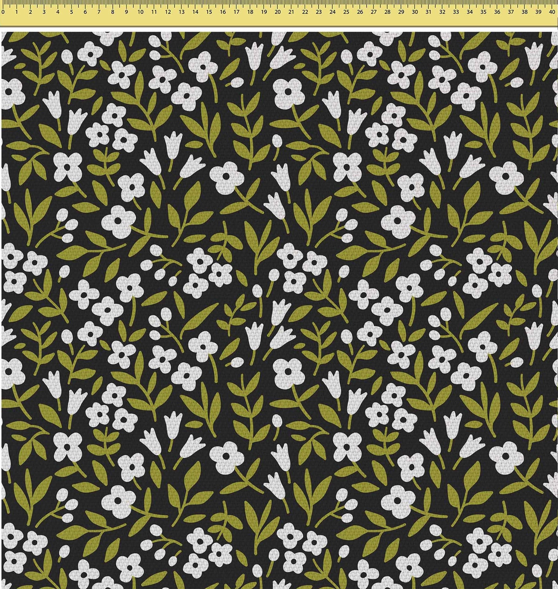 White Flower Meadow-Tablecloth Fabric