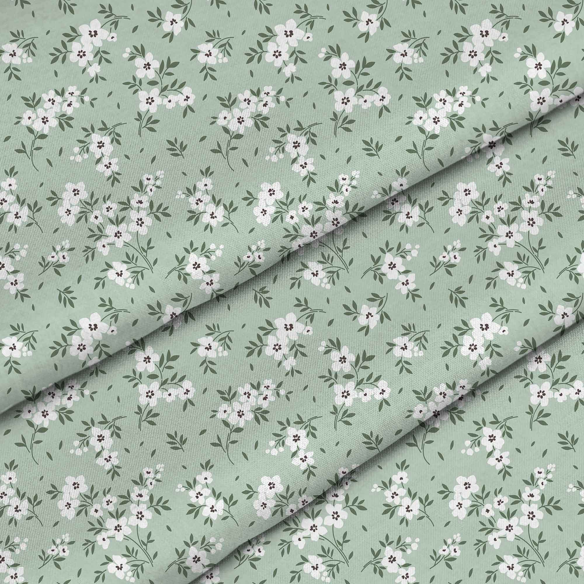 Tiny White Flowers Meadow-Flat Microfiber