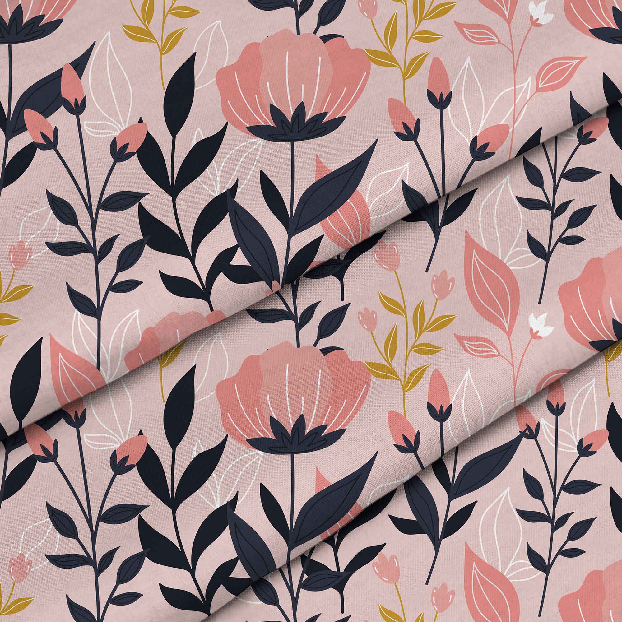 Pink and Navy Flowers-Velvet