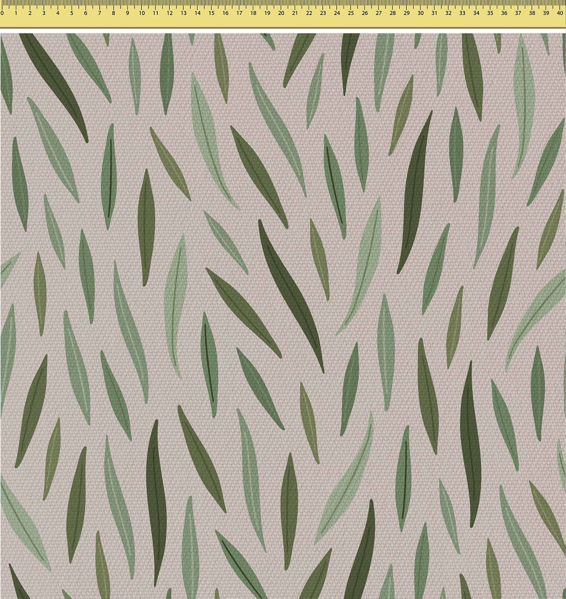 Green Leaves Pattern-Tkanina Obrusowa