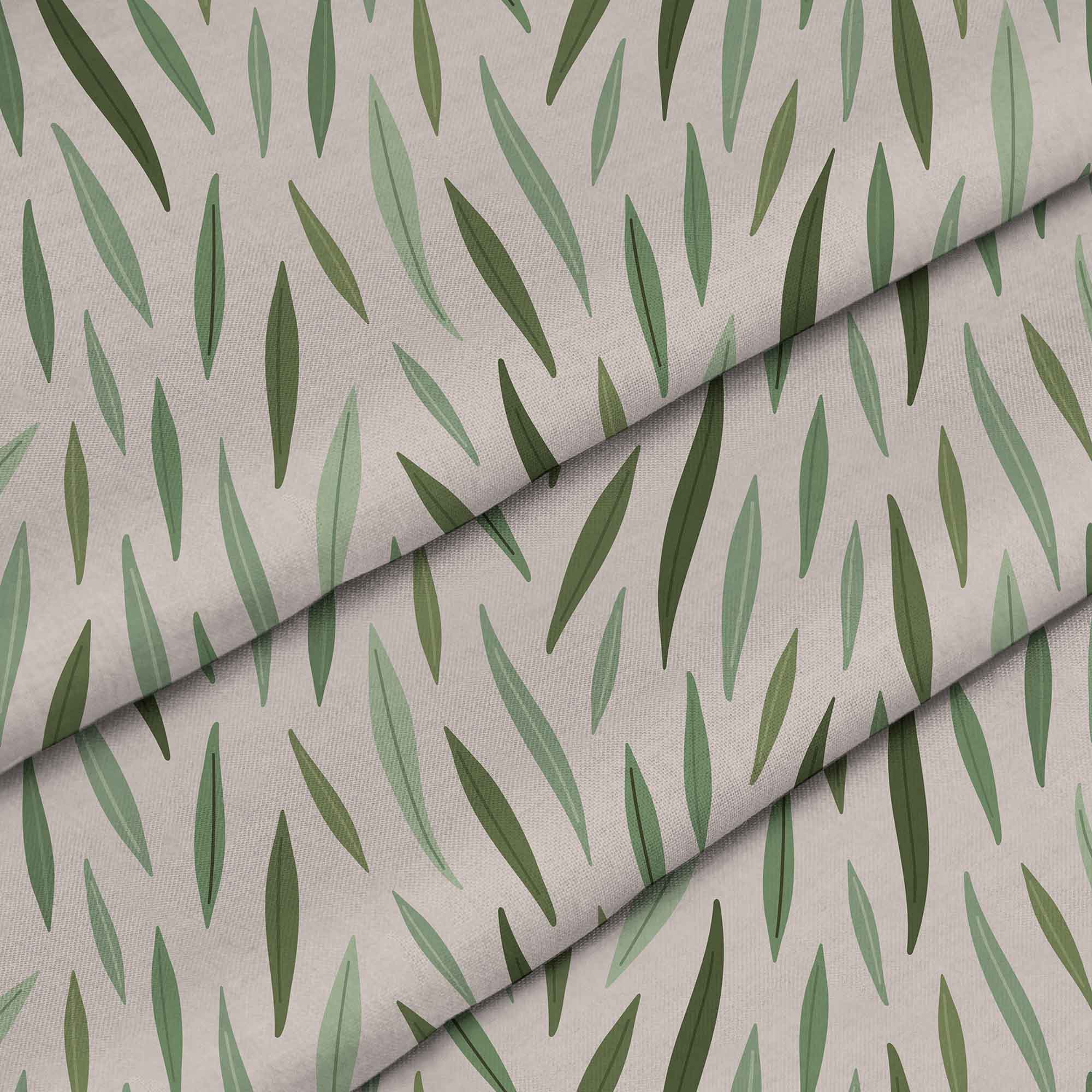Green Leaves Pattern-Tkanina Obrusowa