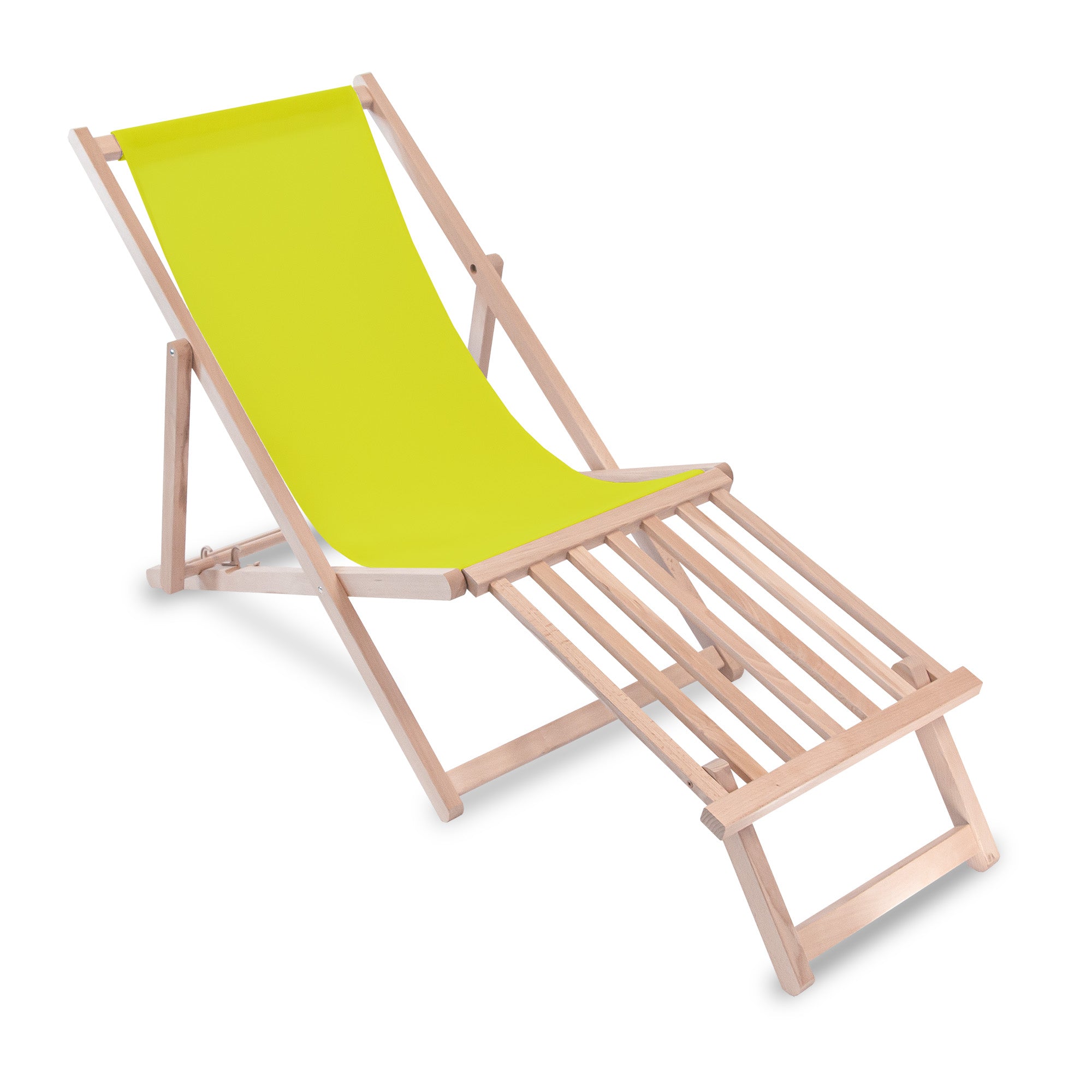 Leżak drewniany z podnóżkiem drewnianym Lime