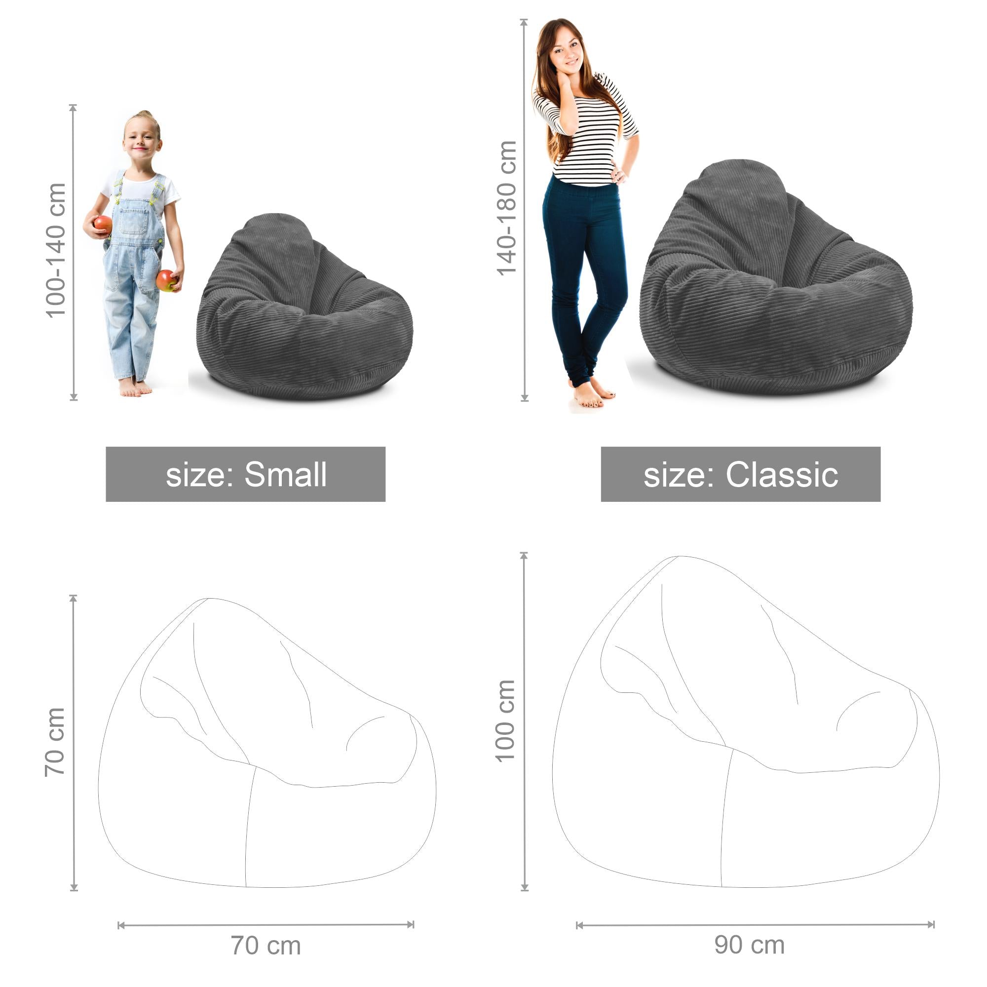 Puf Paradise z Podnóżkiem Granite Gray