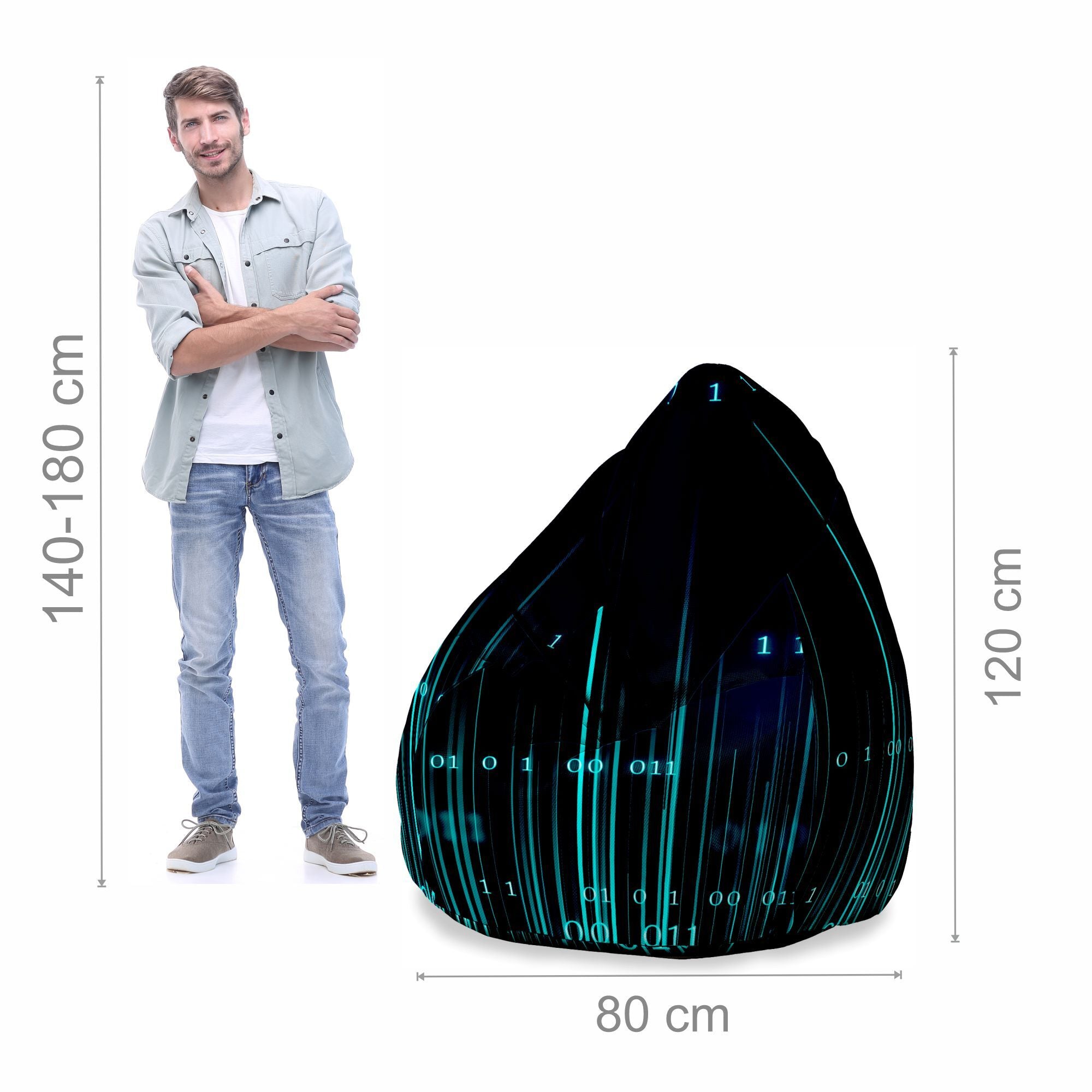 Pearshape Pouf with Footrest Binary Code