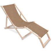 Holzliege mit Fußstütze Leinenoptik Cinnamon