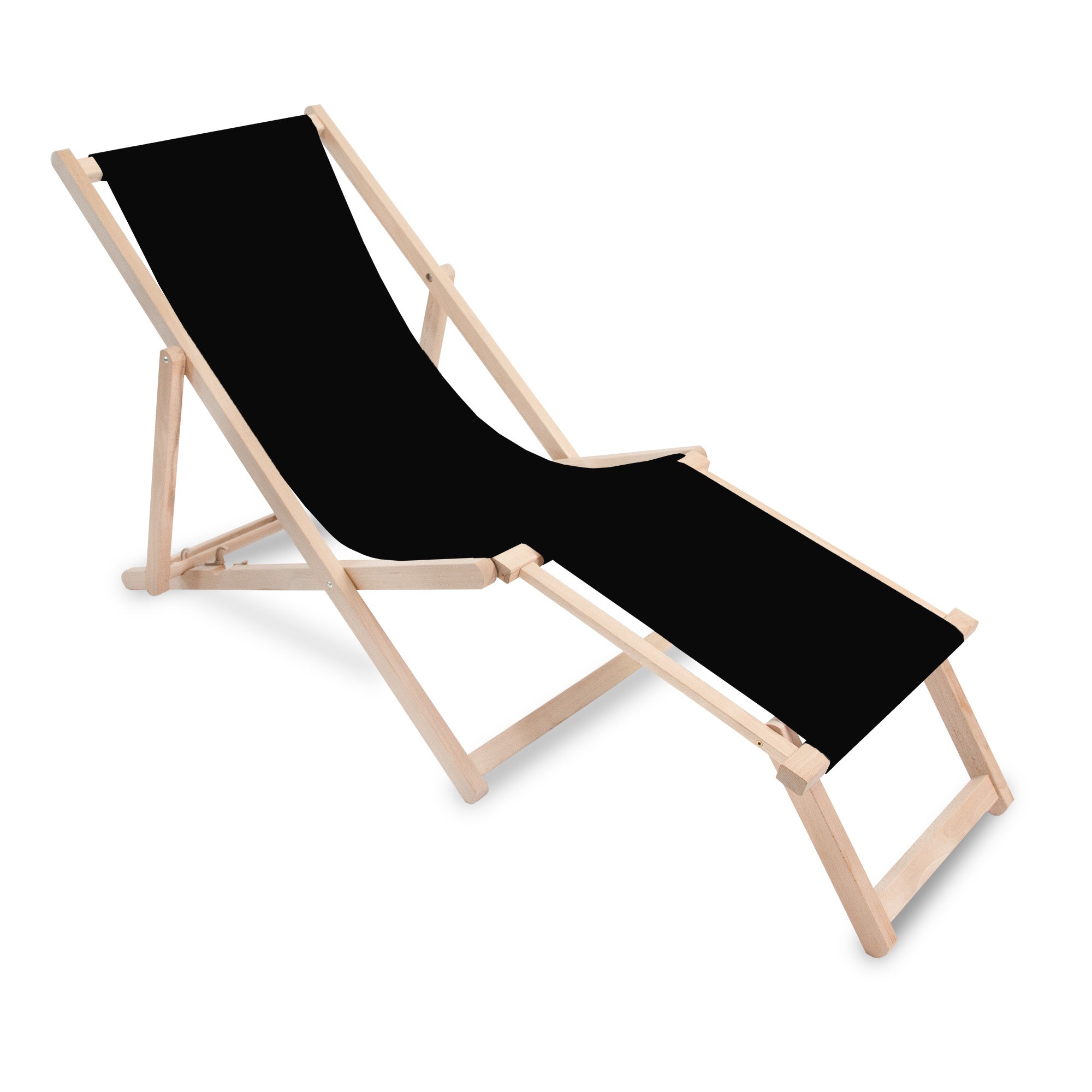 Holzliegestuhl mit Fußstütze Black