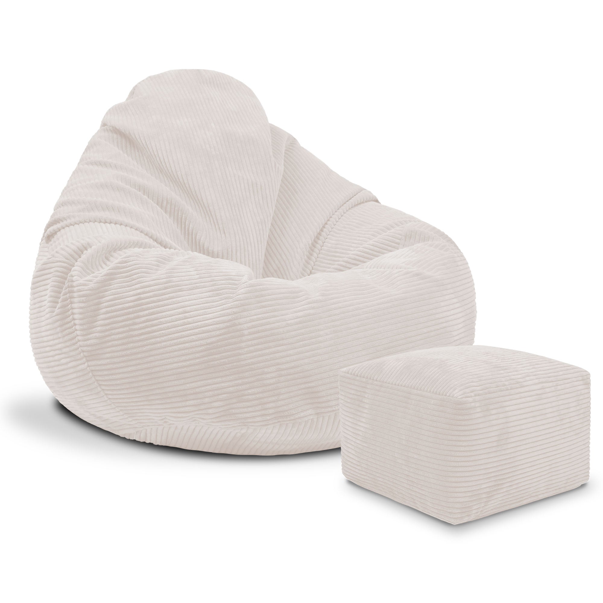 Paradise Pouf with Footrest White Dove