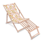 Wooden deck chair with wooden footrest Autumn Gold Leaves