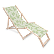 Wooden deck chair with footrest Light Green Leaves