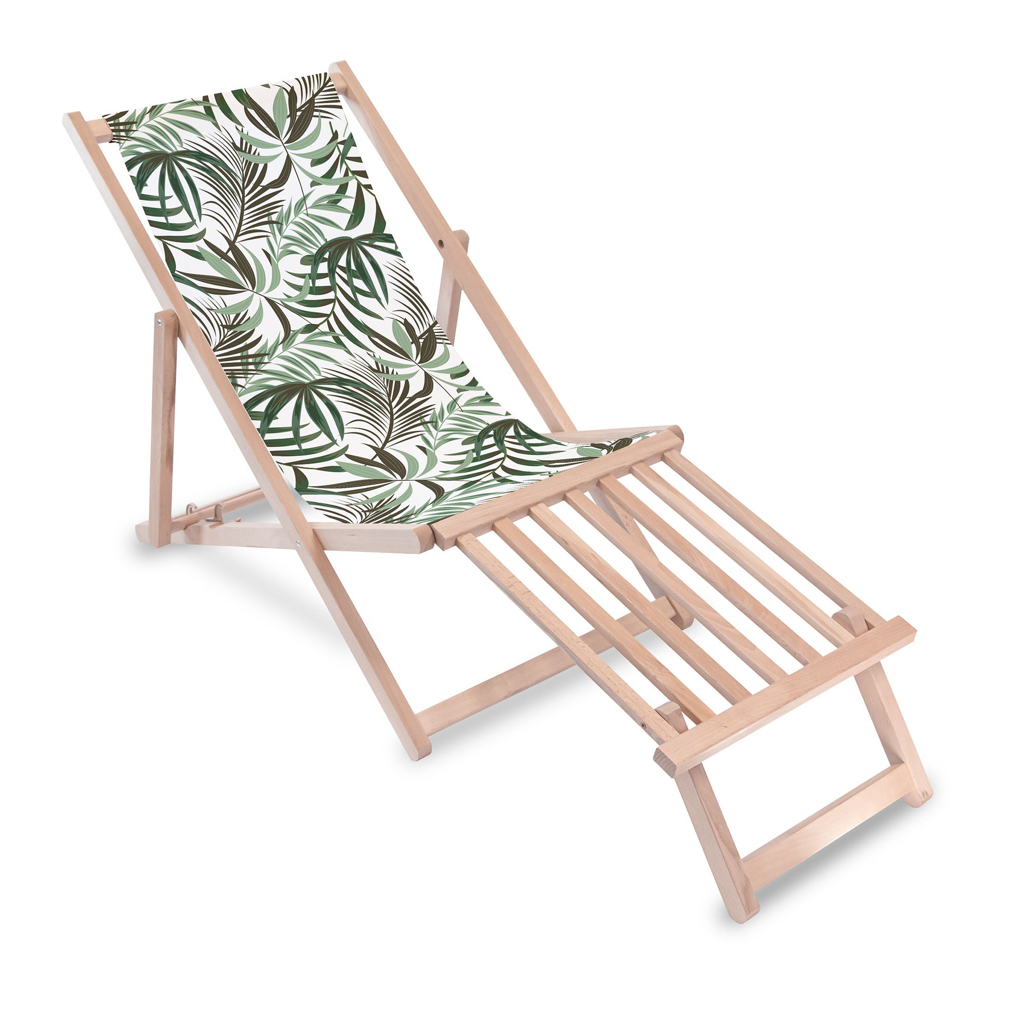 Leżak drewniany z podnóżkiem drewnianym Green Tropical