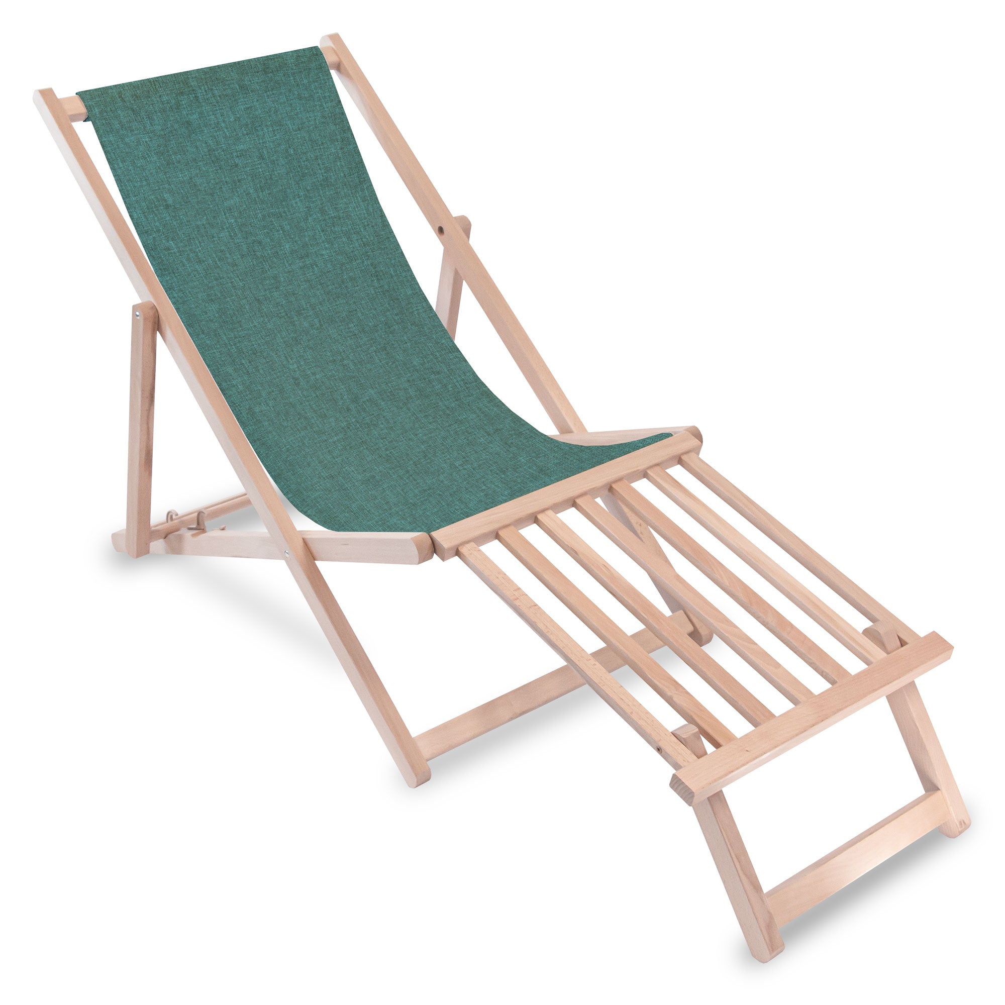 Leżak drewniany z podnóżkiem drewnianym Imitacja Lnu Sea Abyss