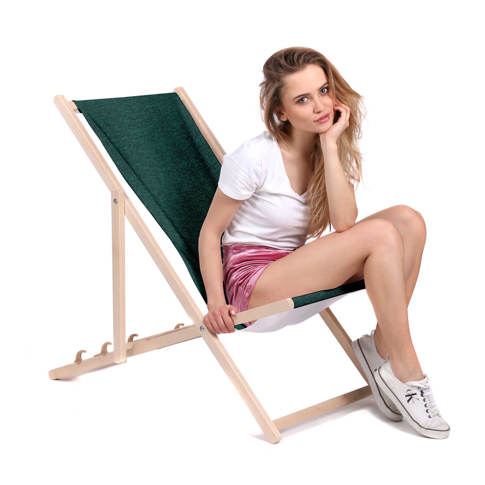 Wooden Deck Chair Linen Imitation Sea Abyss