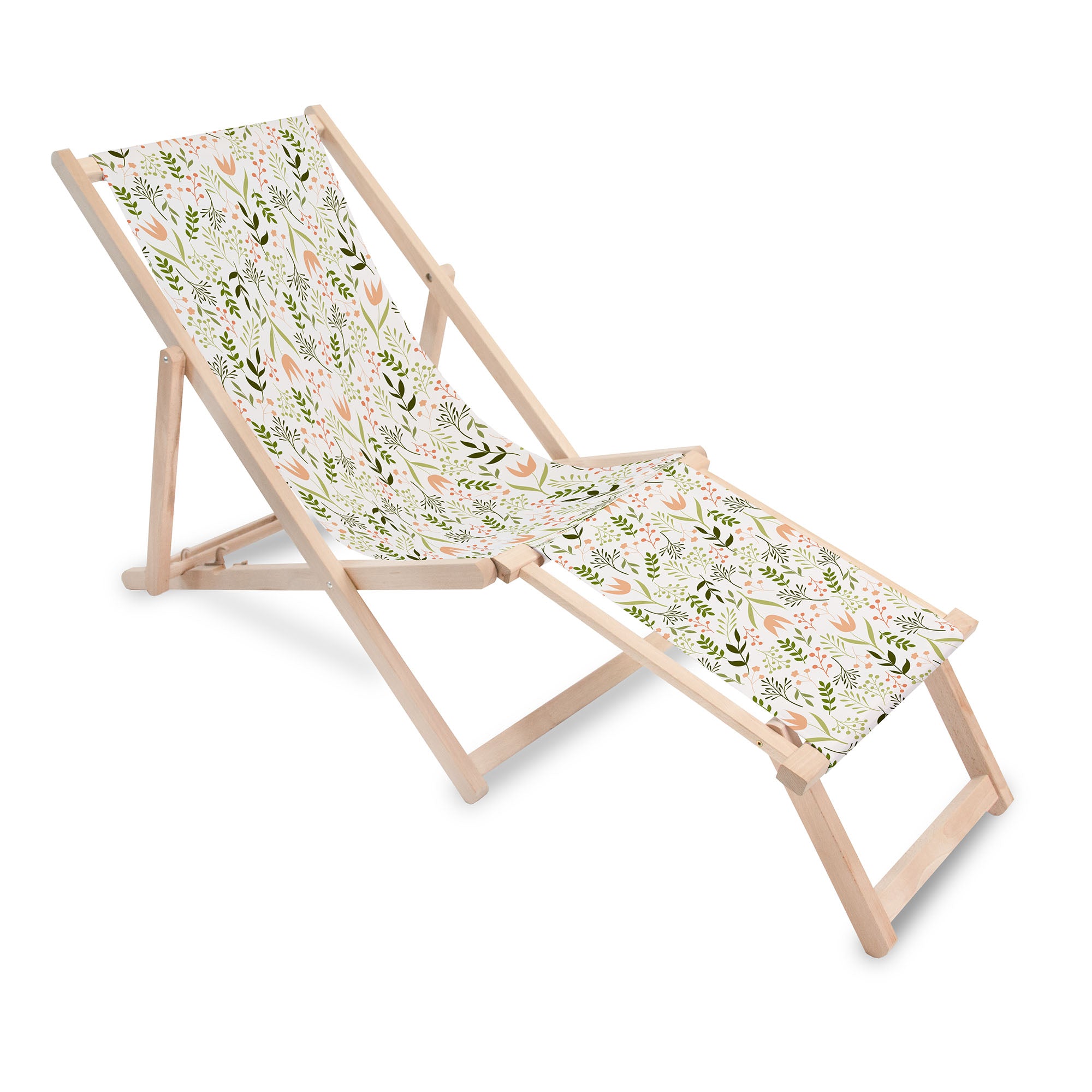 Wooden Deck Chair with Footrest Warm Morning