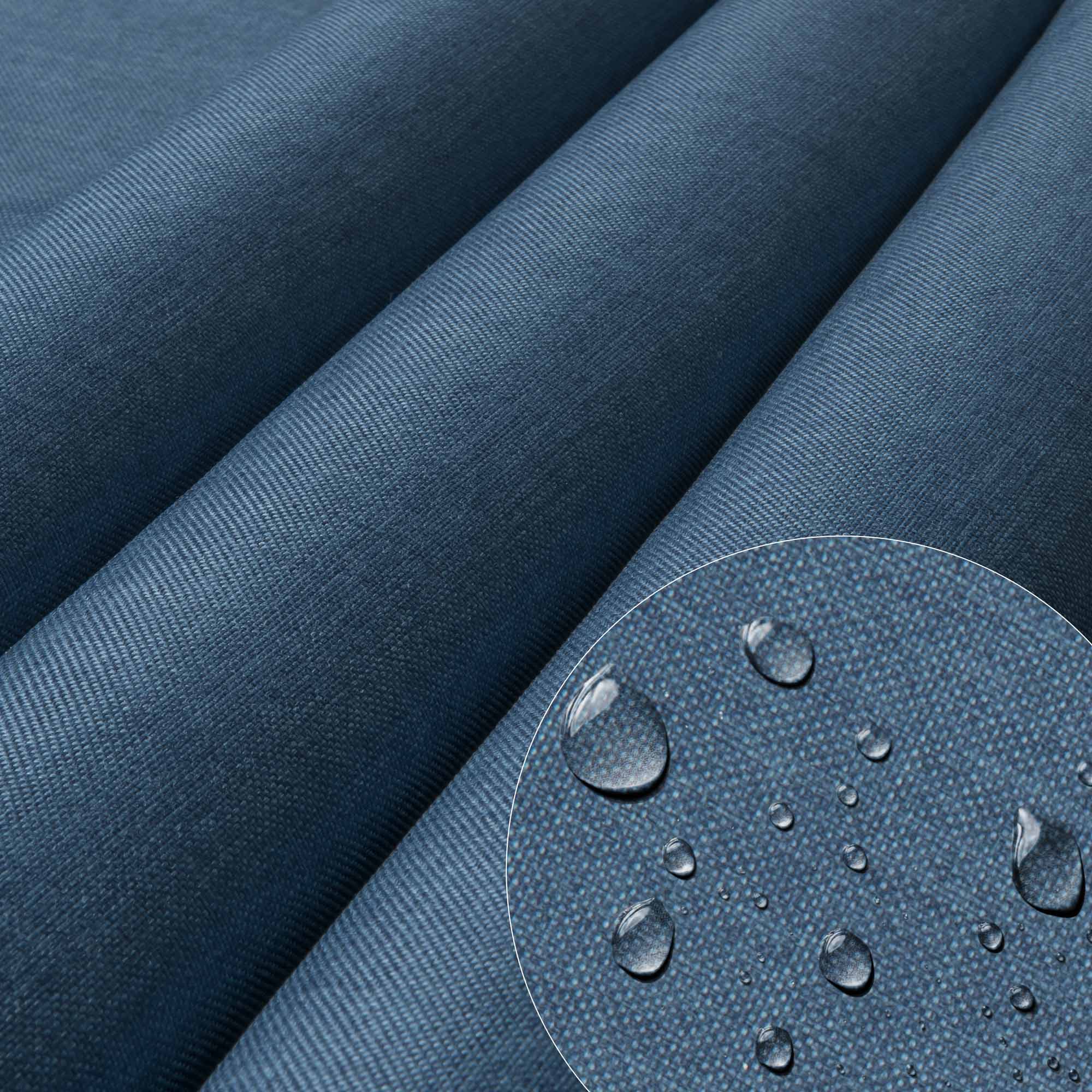 Wooden Deck Chair with Cushion Linen Imitation Denim Dream