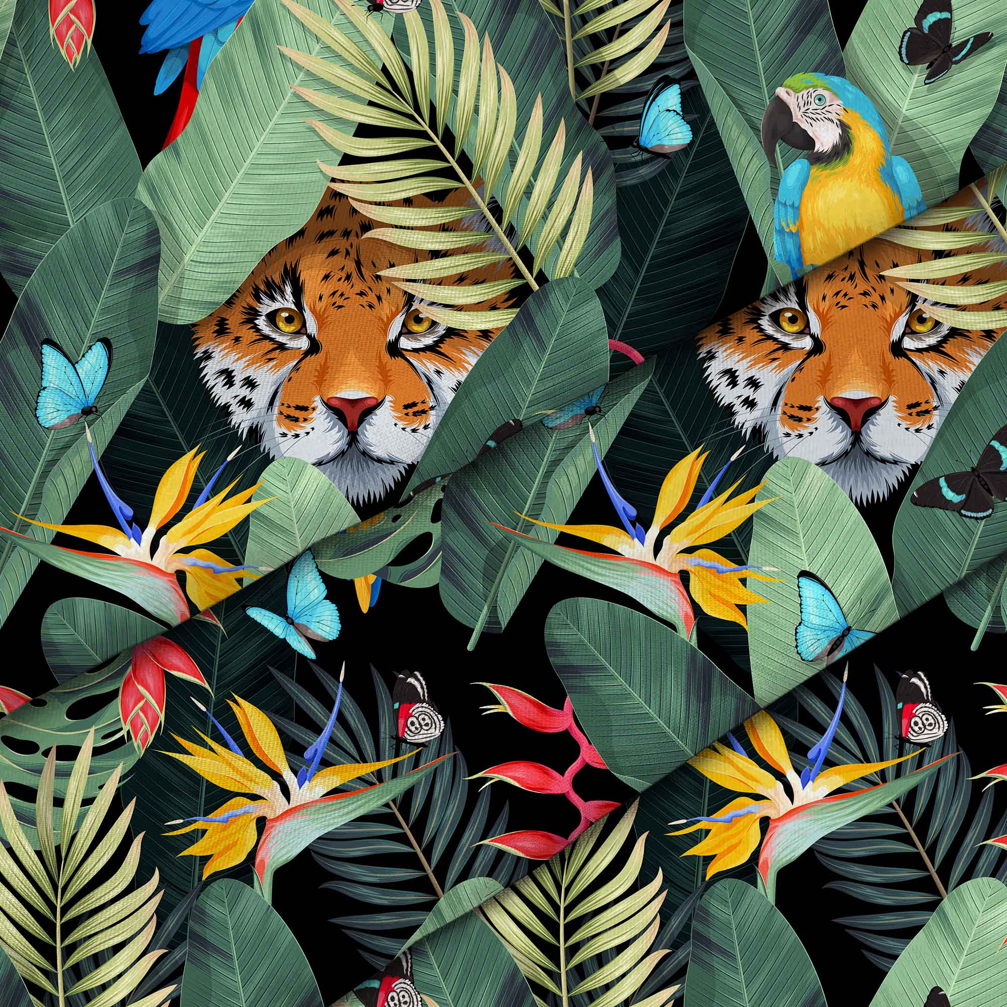 Jaguar And Palm Leaves