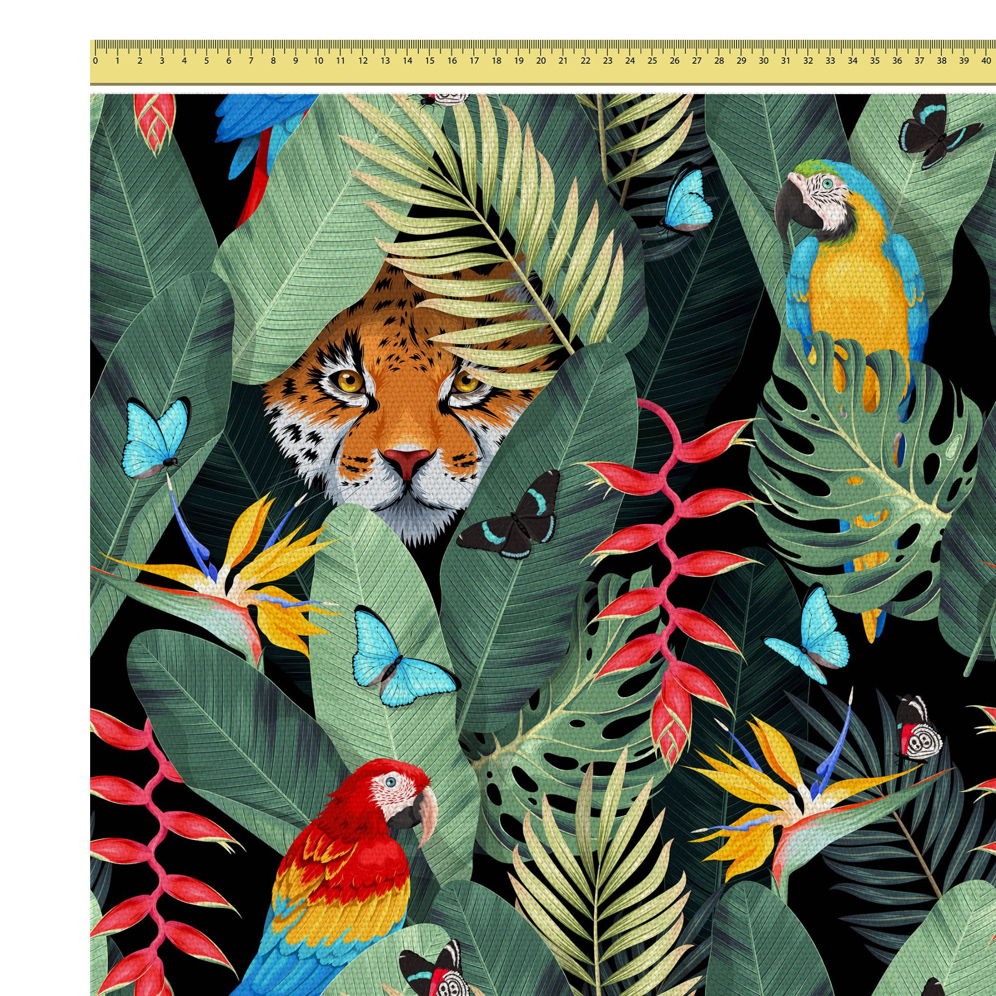 Jaguar And Palm Leaves