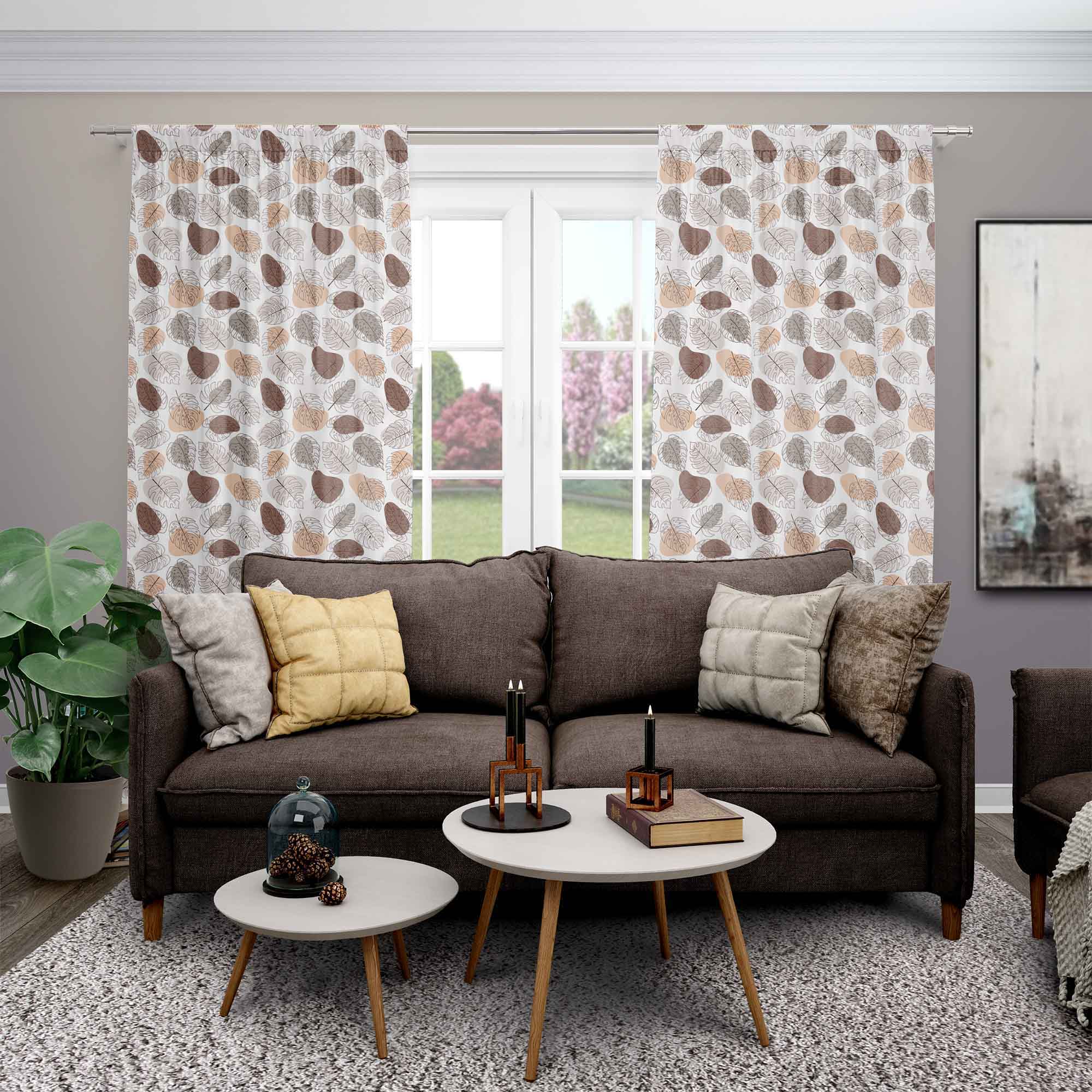 Monstera lineart-Ubrusová látka
