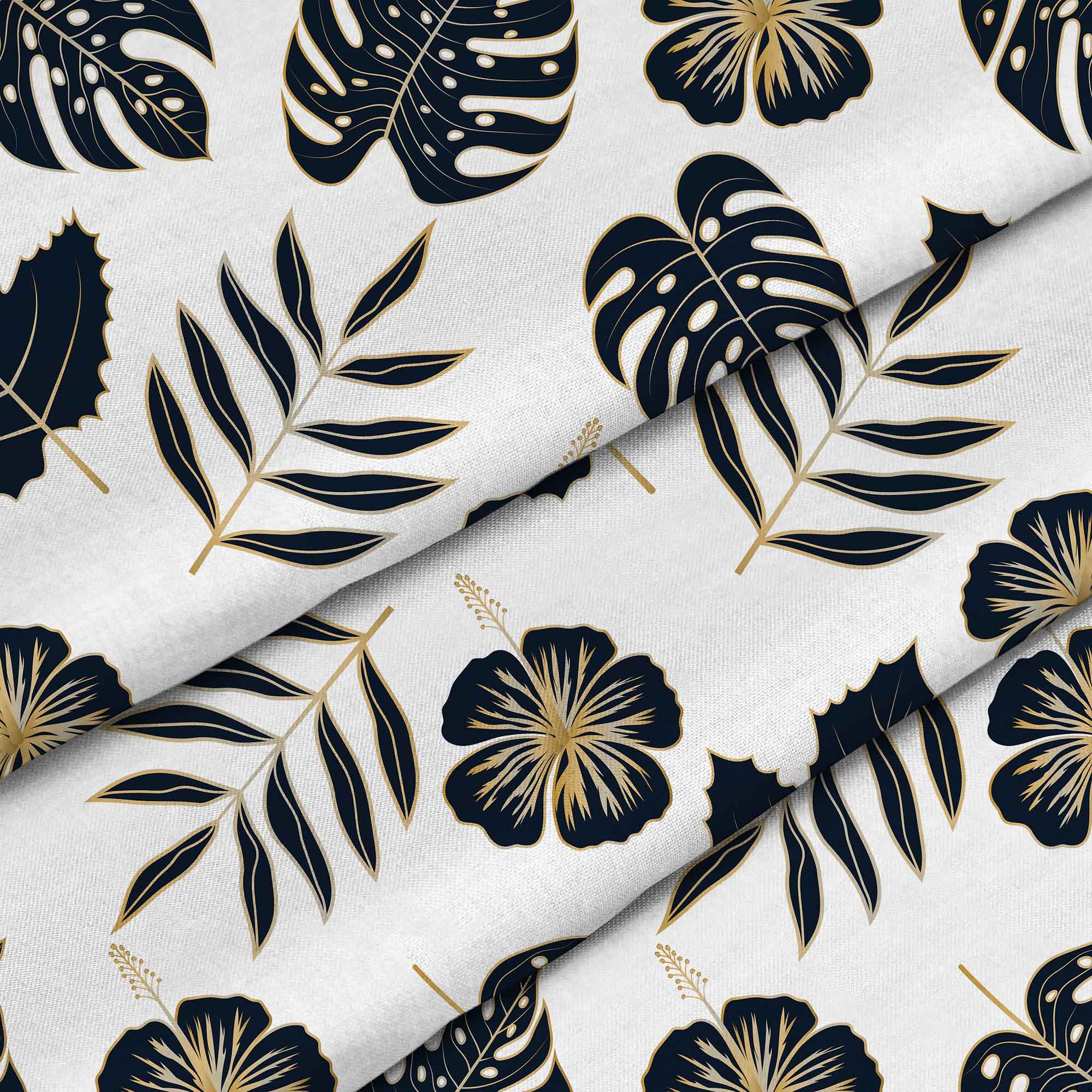 Black and Gold Leaves-Flat Microfiber
