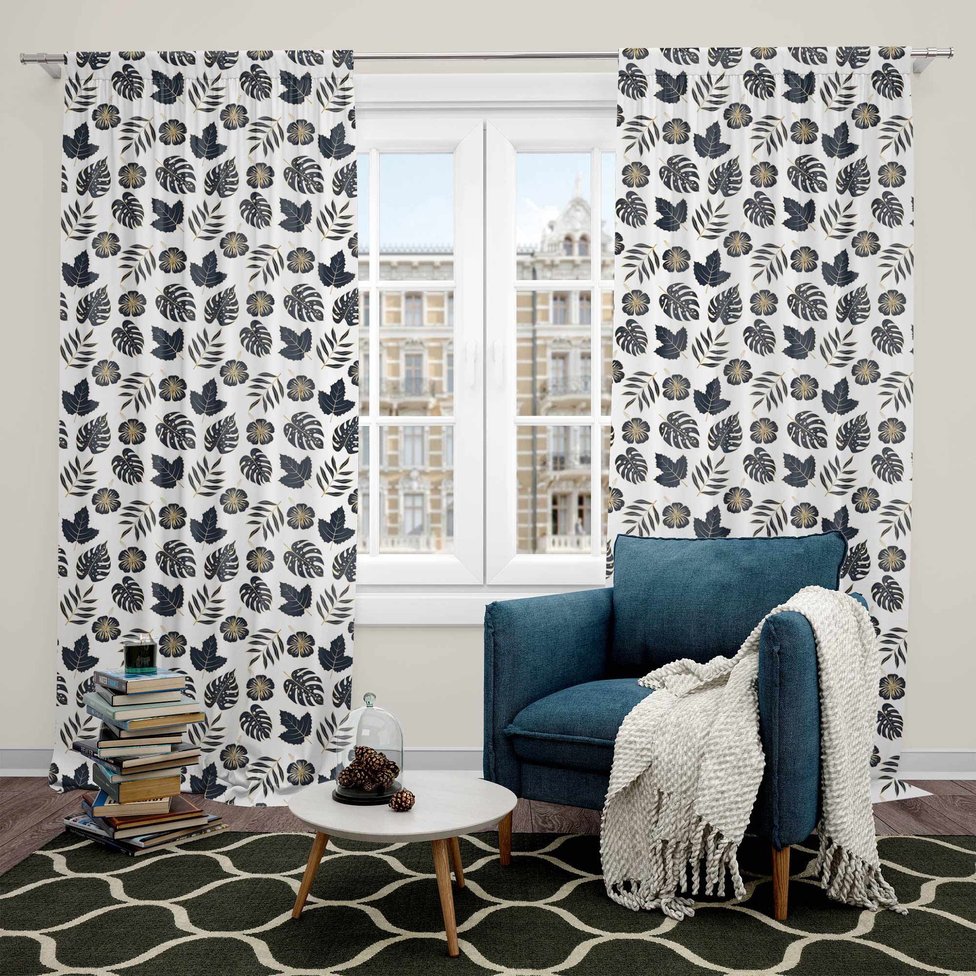 Black and Gold Leaves-Flat Microfiber