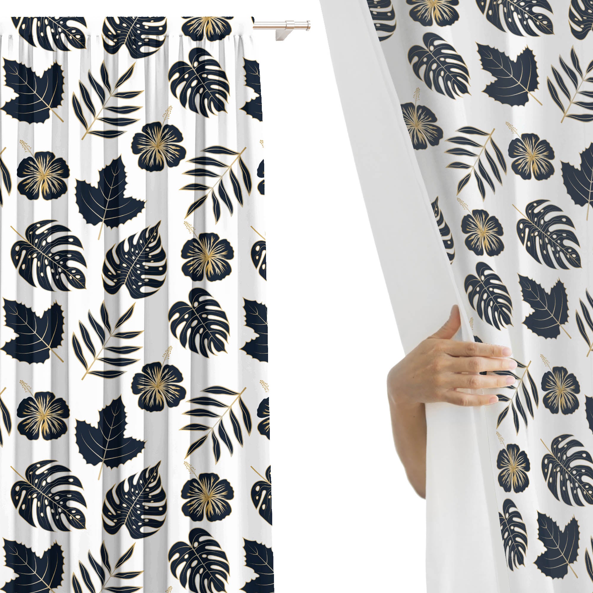 Black and Gold Leaves-Flat Microfiber