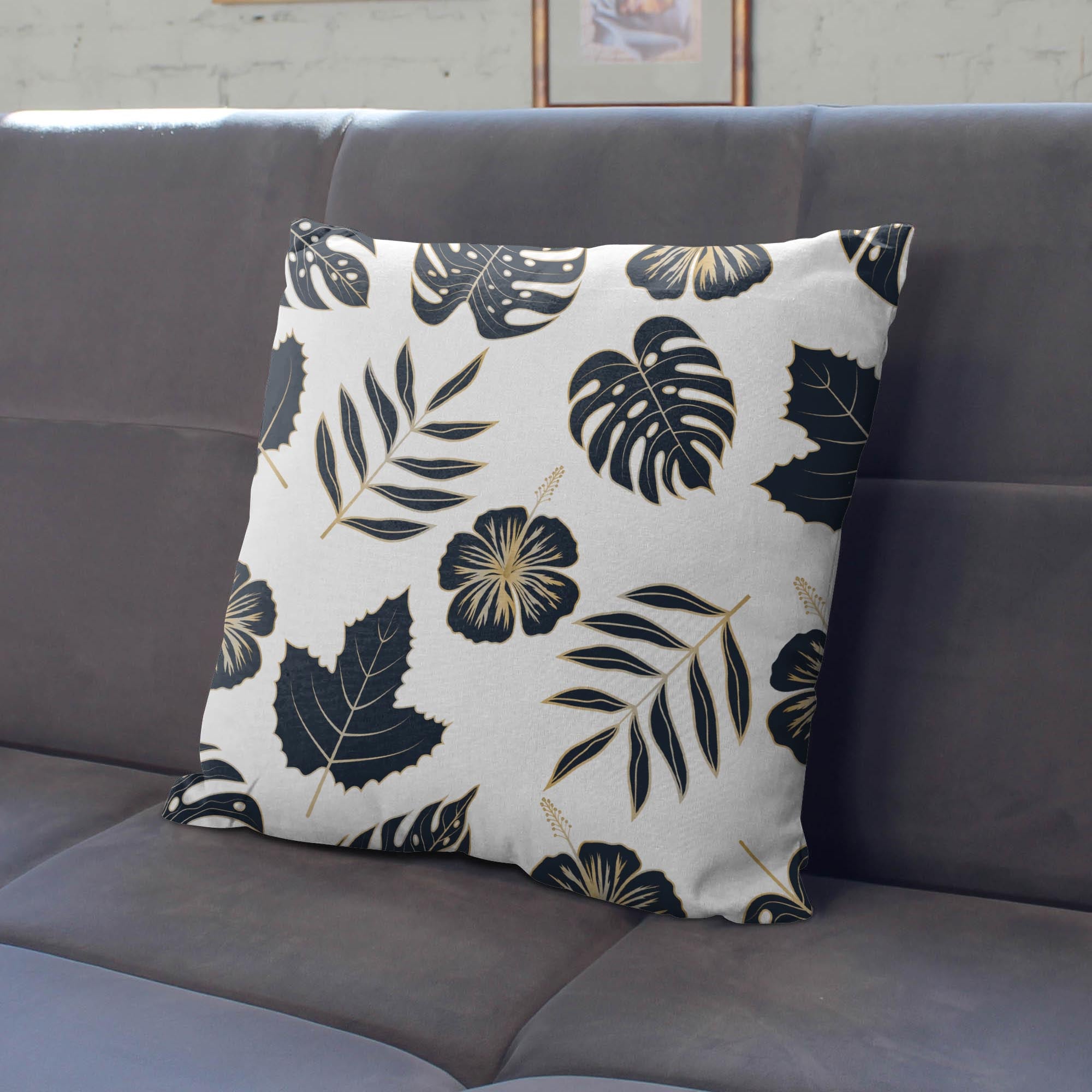Black and Gold Leaves-Flat Microfiber