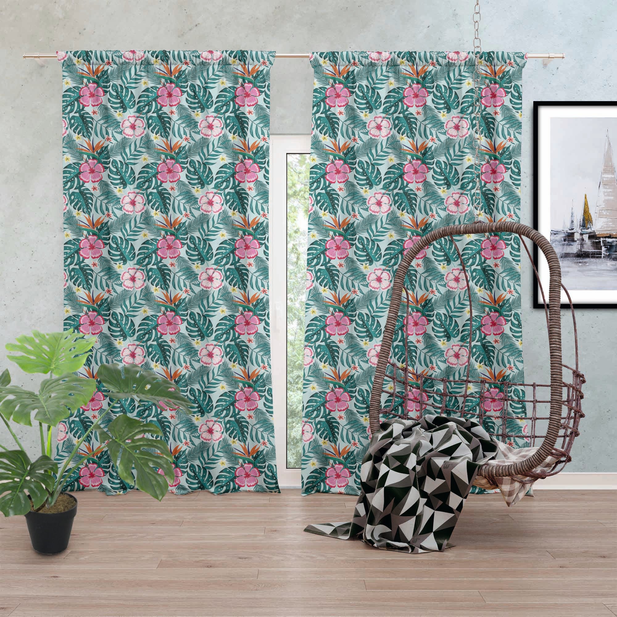 Neon Exotic Flowers-Tischdeckenstoff