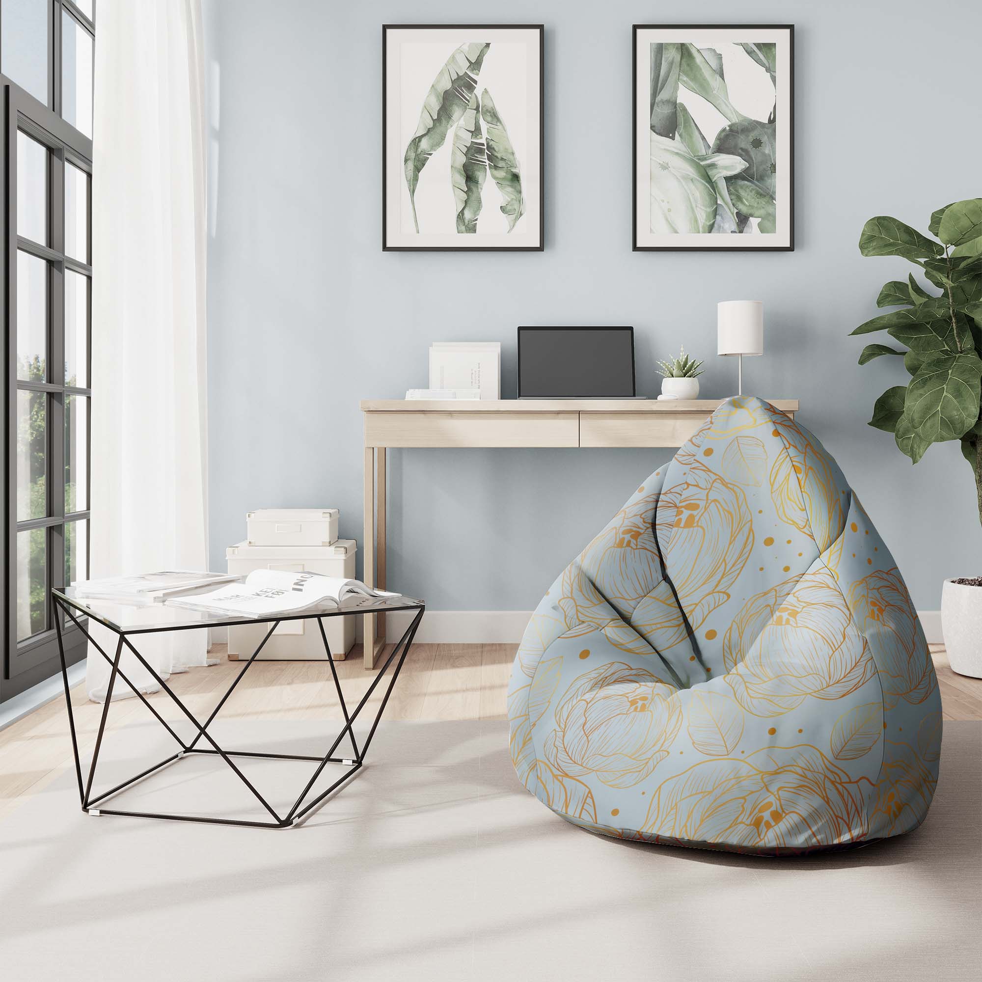 Puf Pearshape Dreaming Flowers-S-Oxford
