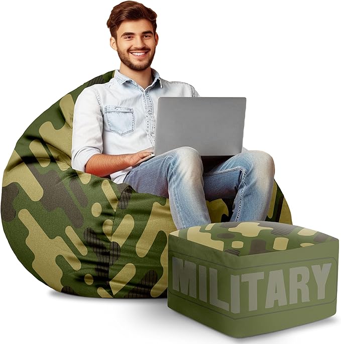 Paradise Sitzsack mit Fußhocker Military-Velvet