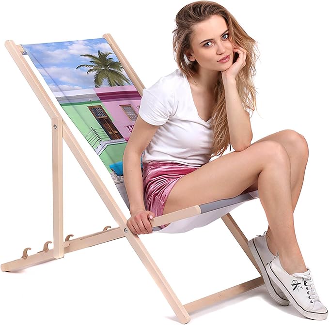 Wooden Deck Chair Turquoise Old Car
