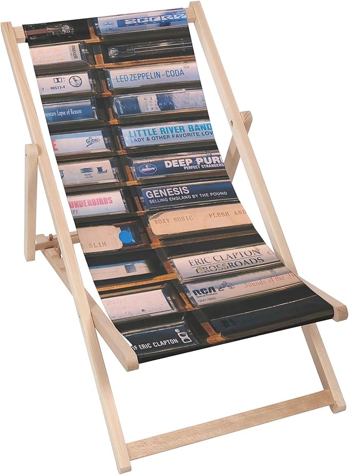 Holzliegestuhl Alte Schallplatten