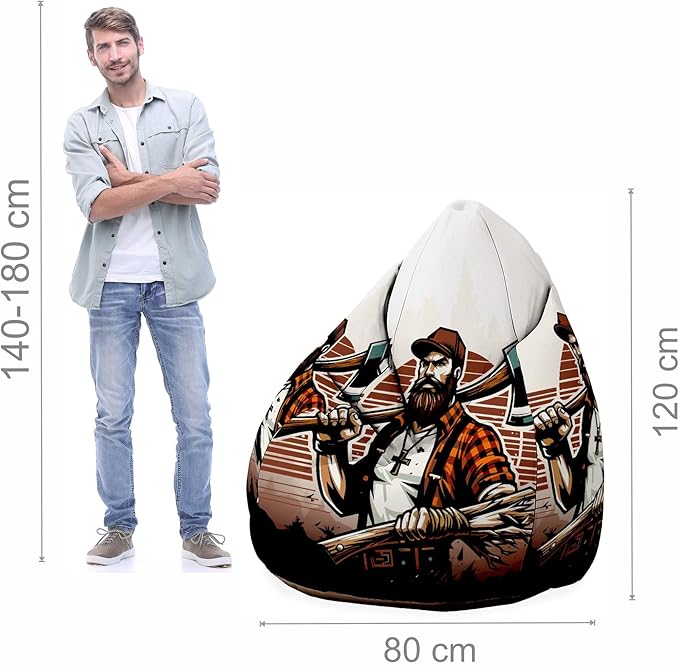 Birnenförmiger Sitzsack mit Fußstütze Lumberjack-Velvet