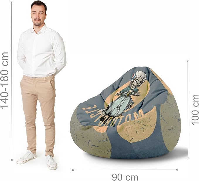 Paradise Pouf with Footrest Motorcycle-Oxford