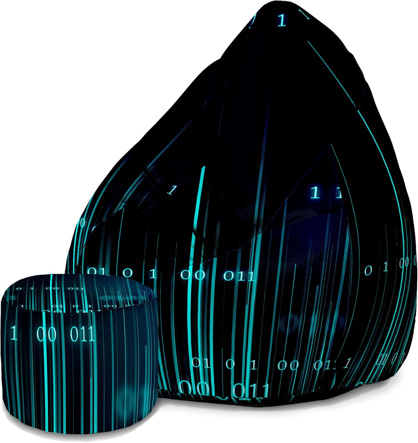 Pearshape Pouf with Footrest Binary Code