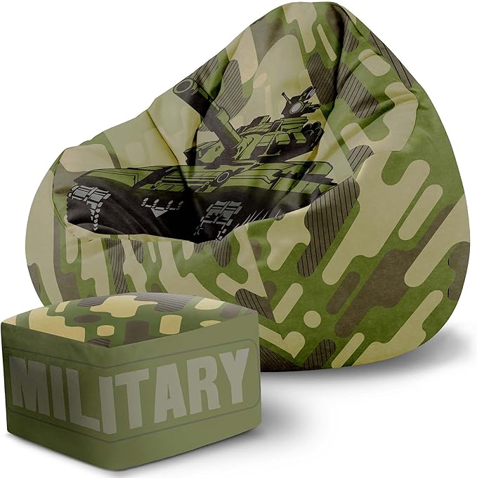Paradise Sitzsack mit Fußhocker Military-Velvet