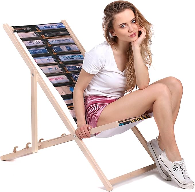 Holzliegestuhl Alte Schallplatten