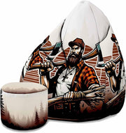 Birnenförmiger Sitzsack mit Fußstütze Lumberjack-Velvet
