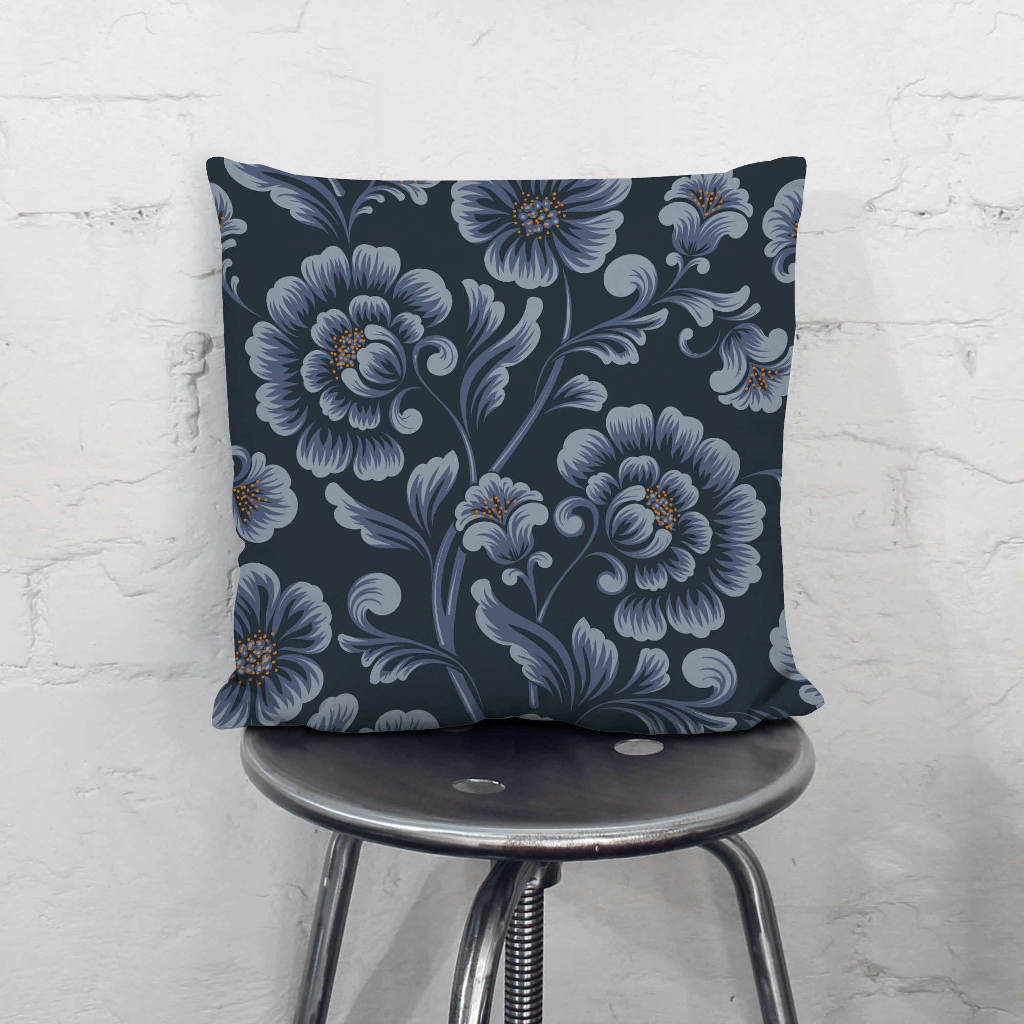Dark Blue Flowers-Velvet