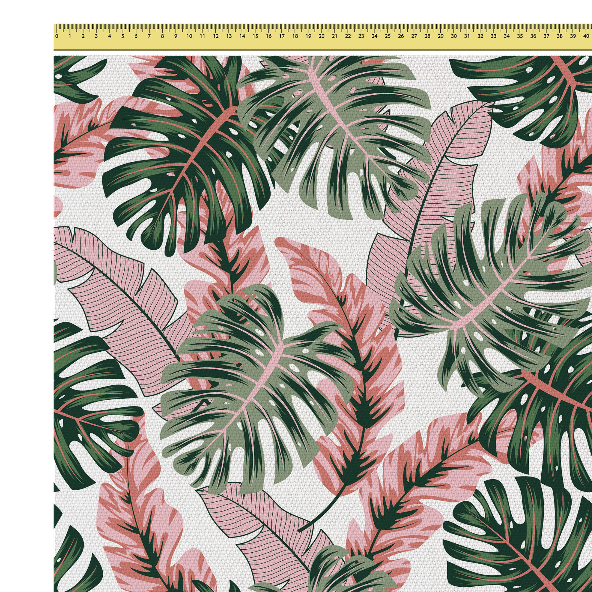 Tropical Pink and Green Leaves-Mikrofibra Płaska