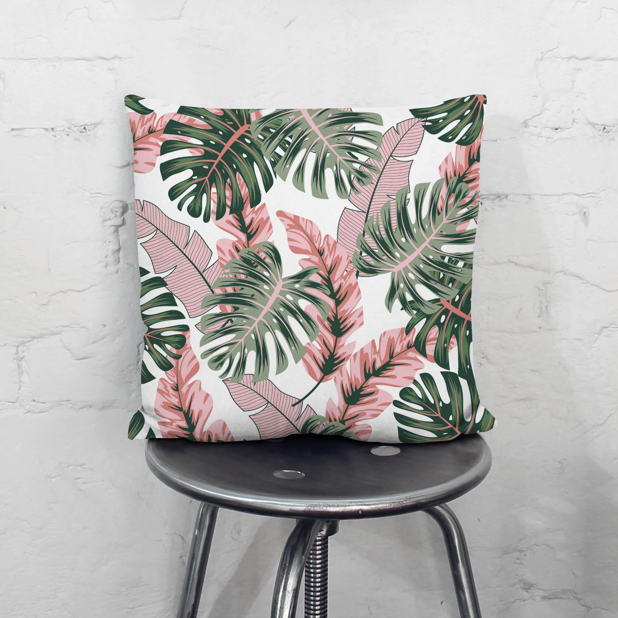 Tropical Pink and Green Leaves-Tablecloth Fabric
