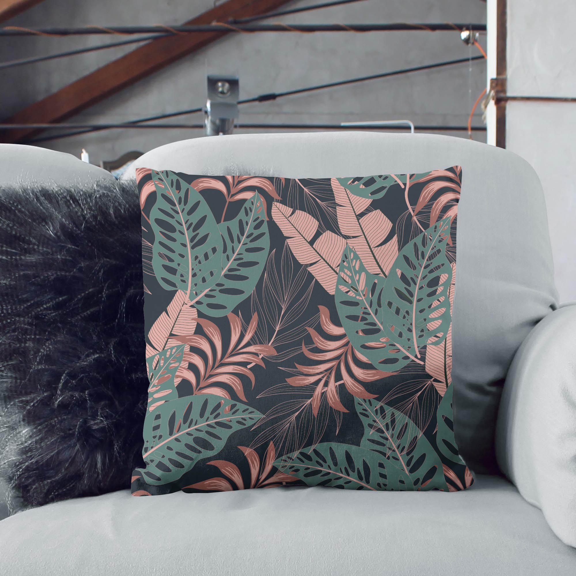 Tropical Dark Pink and Green Leaves-Lincoln
