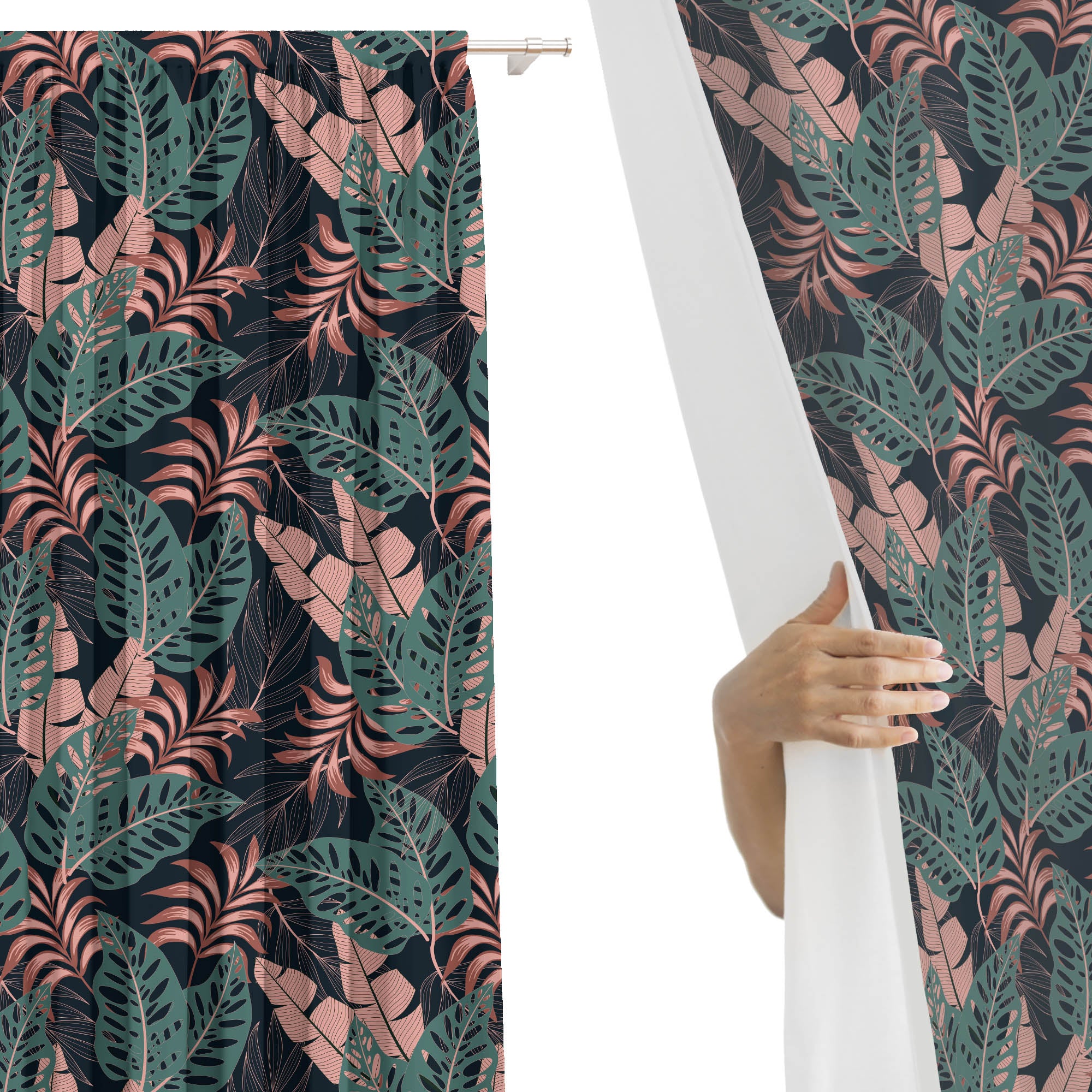 Tropical Dark Pink and Green Leaves-Lincoln