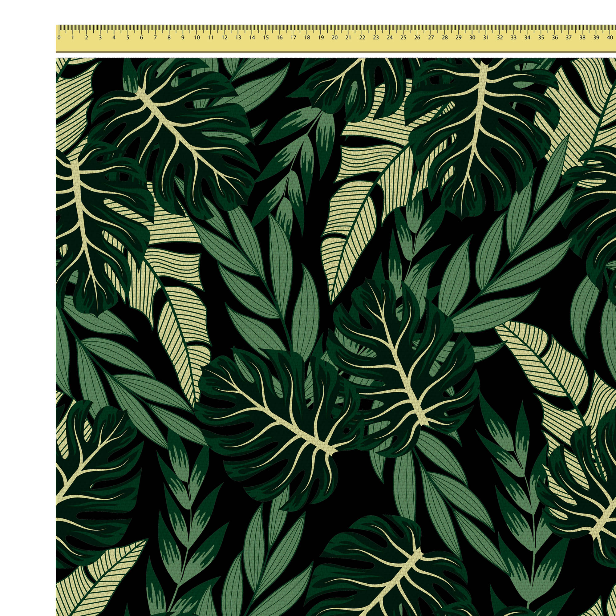 Tropical Dark Green Leaves-Tablecloth Fabric